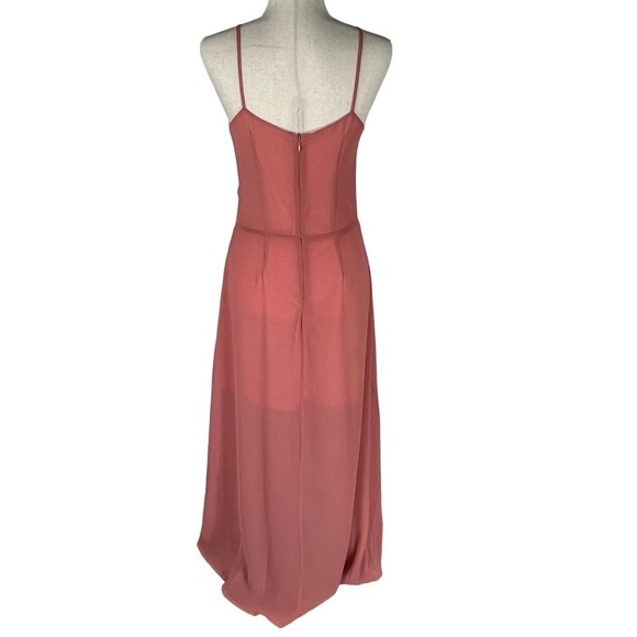 ENTRO FIXED SPAGHETTI STRAP V-NECK TWIST FRONT MAXI DRESS DARK SALMON SMALL NWT - Picture 7 of 15